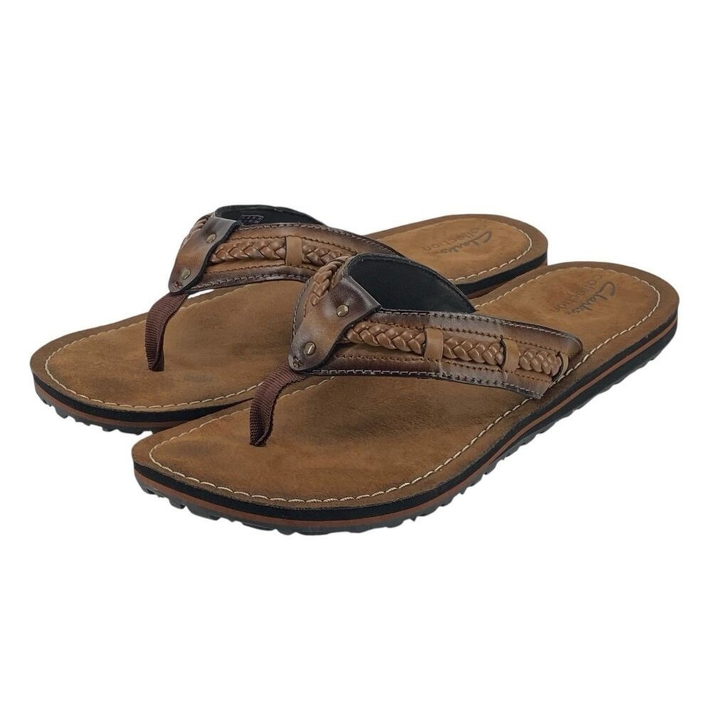 Clarks Fenner Nerice Women's Size 11 M Flip Flops Brown Thong Braided